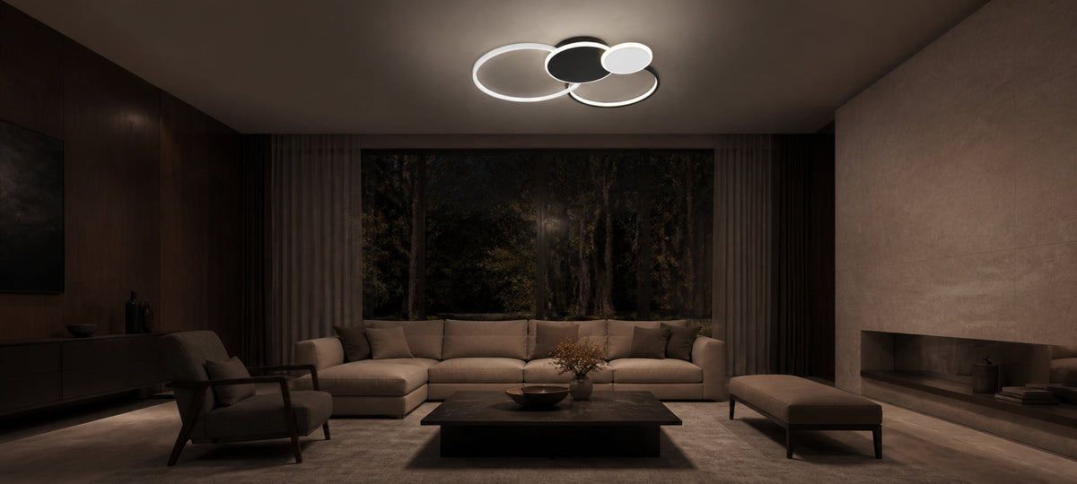 LED luster s diaľkovým ovládačom KILLIAN 80W, 4 kruhy, studené/teplé/neutrálne svetlo, stm dimovateľný, čierny-biela farba, imaginea 14