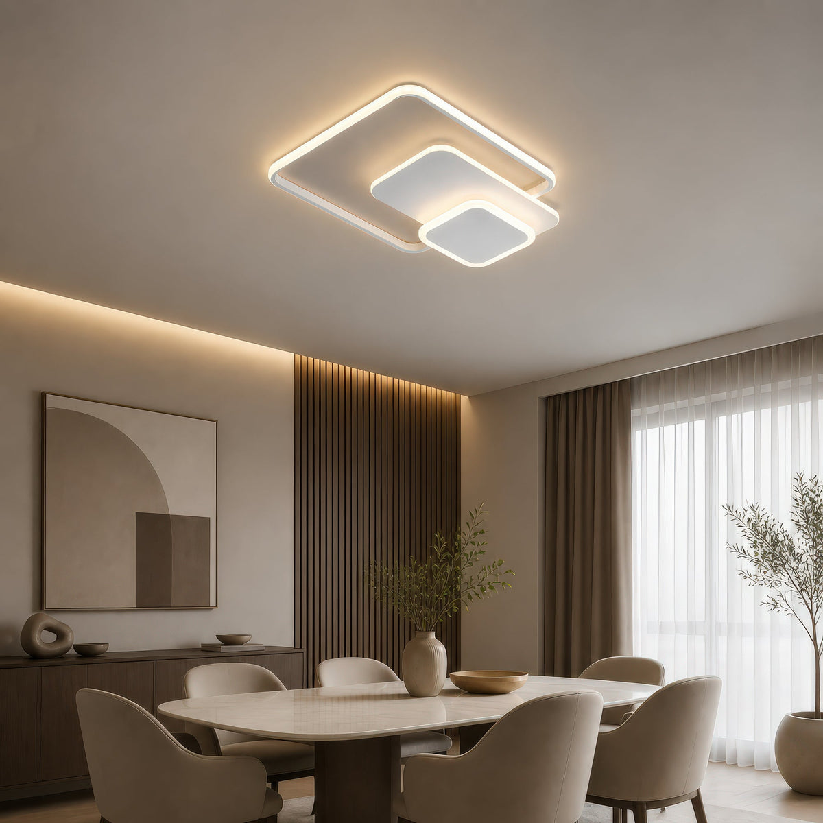 LED luster s diaľkovým ovládačom ANEMONA 71 W, 3 štvorce, studené/teplé/neuterálne svetlo, stmívateľný, biela farba, kov a akryl, imaginea 10