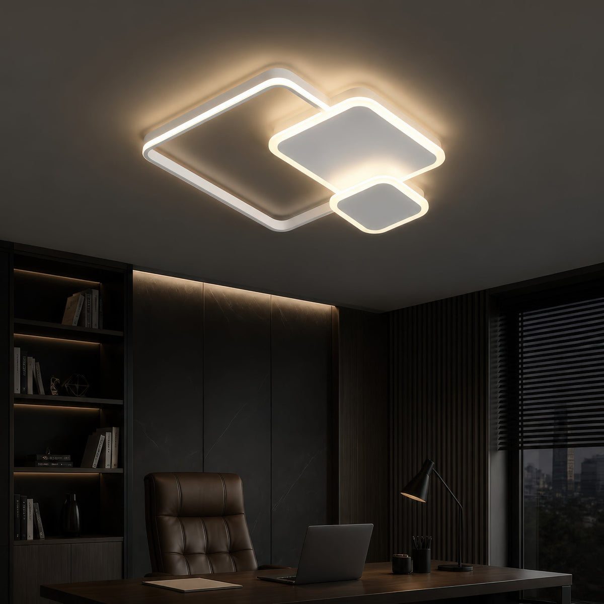 LED luster s diaľkovým ovládačom ANEMONA 71 W, 3 štvorce, studené/teplé/neuterálne svetlo, stmívateľný, biela farba, kov a akryl, imaginea 11