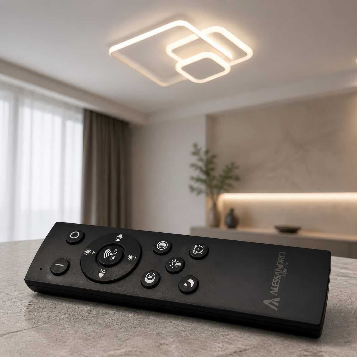 LED luster s diaľkovým ovládačom ANEMONA 71 W, 3 štvorce, studené/teplé/neuterálne svetlo, stmívateľný, biela farba, kov a akryl, imaginea 3