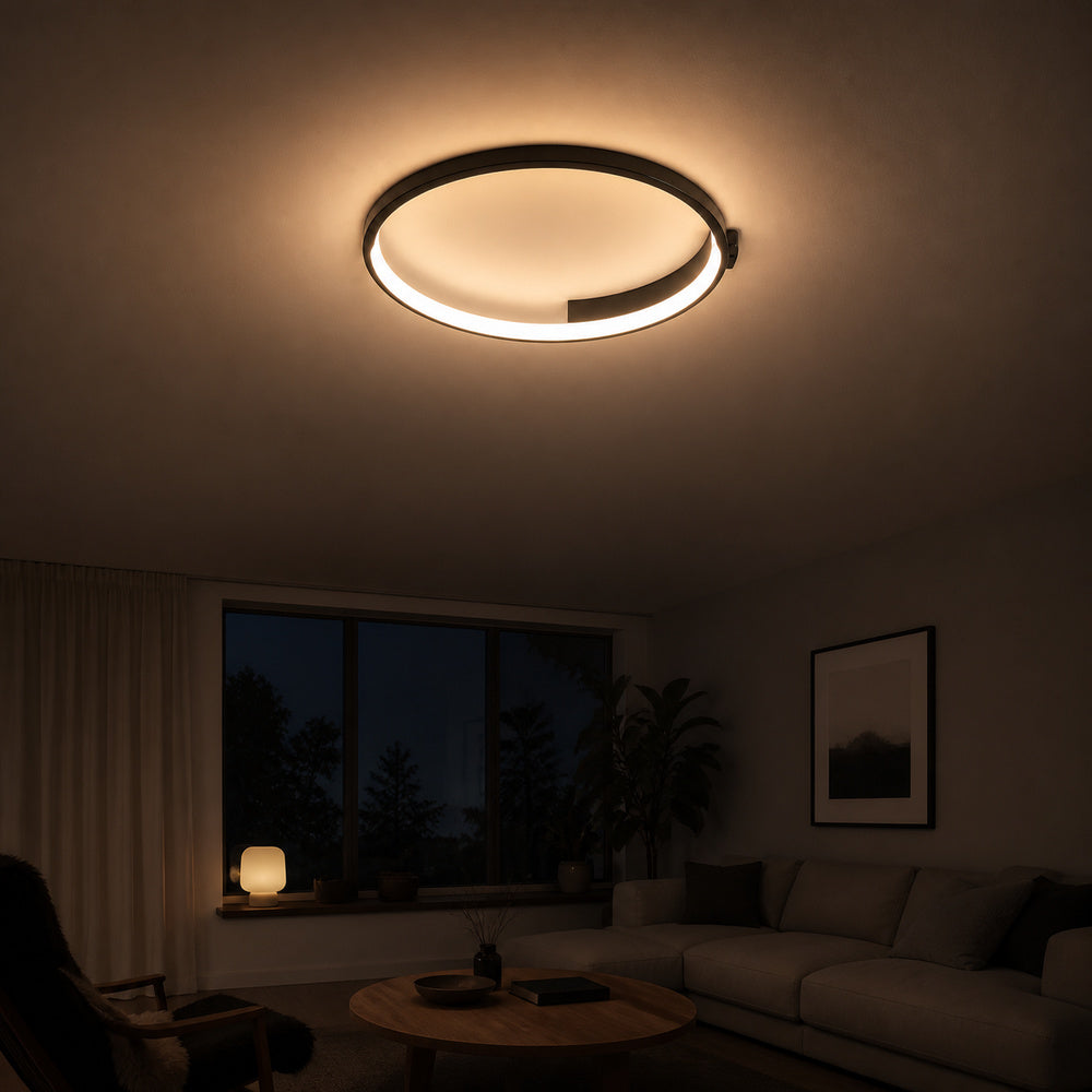 LETIZIA 34W LED Chandelier with Remote Control, Round, Cool/Warm/Neutral Light, Dimmable, Black, imaginea 1