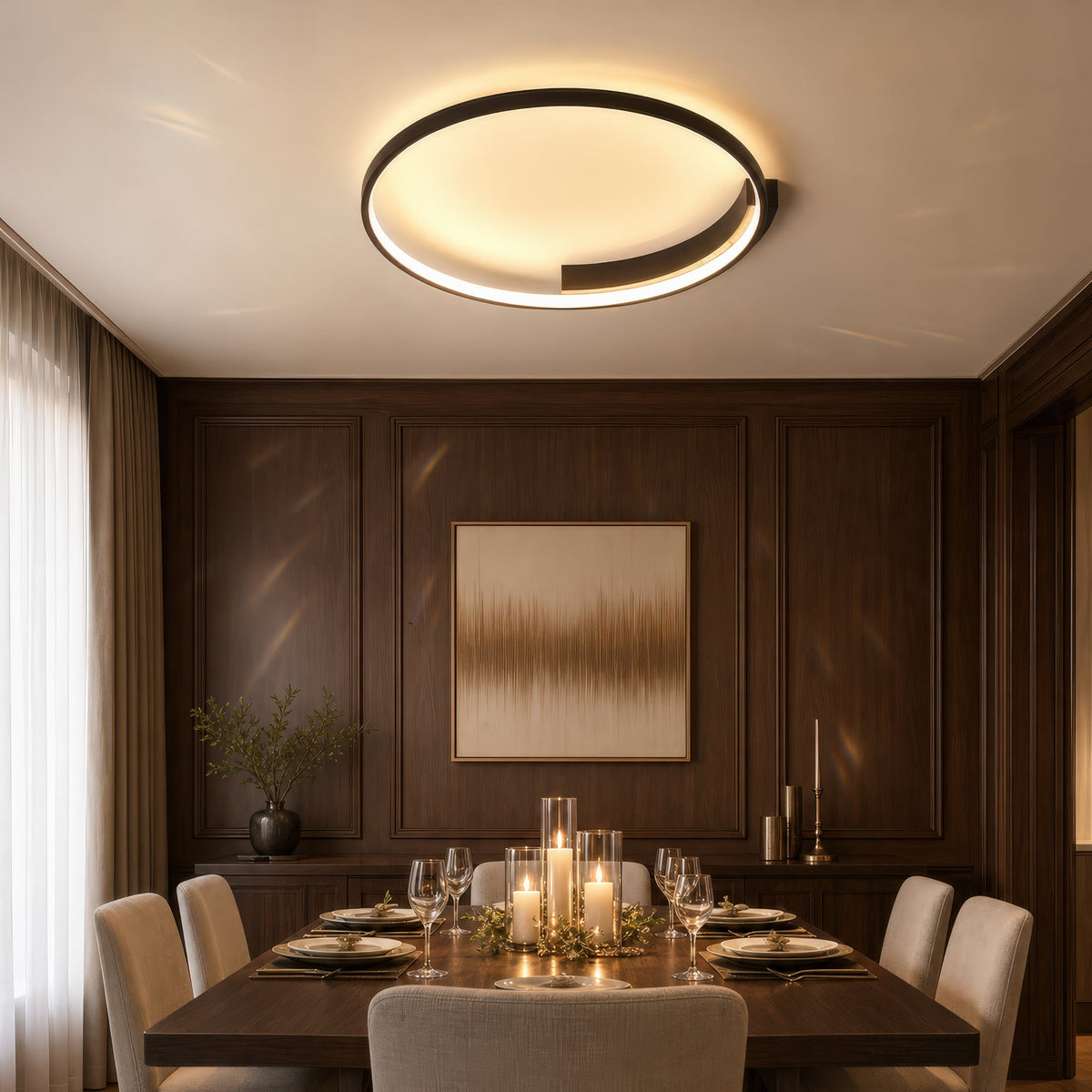 LETIZIA 34W LED Chandelier with Remote Control, Round, Cool/Warm/Neutral Light, Dimmable, Black, imaginea 12