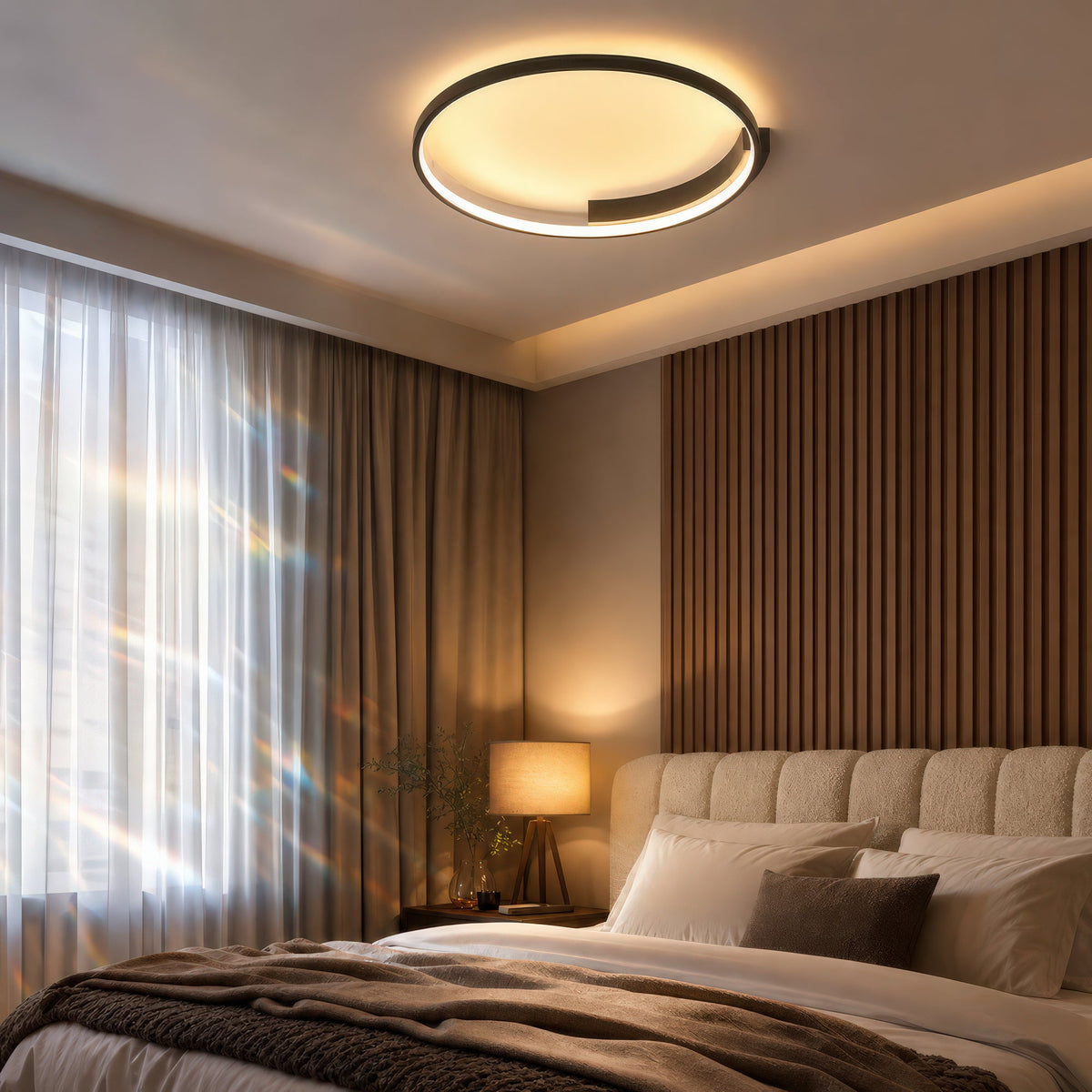 LETIZIA 34W LED Chandelier with Remote Control, Round, Cool/Warm/Neutral Light, Dimmable, Black, imaginea 14