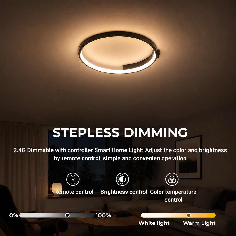 LETIZIA 34W LED Chandelier with Remote Control, Round, Cool/Warm/Neutral Light, Dimmable, Black, imaginea 4