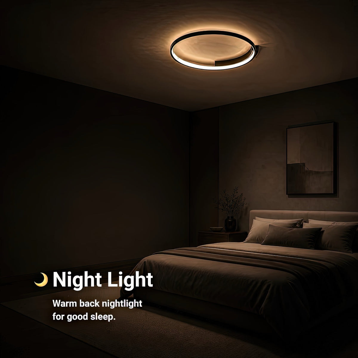LETIZIA 34W LED Chandelier with Remote Control, Round, Cool/Warm/Neutral Light, Dimmable, Black, imaginea 6