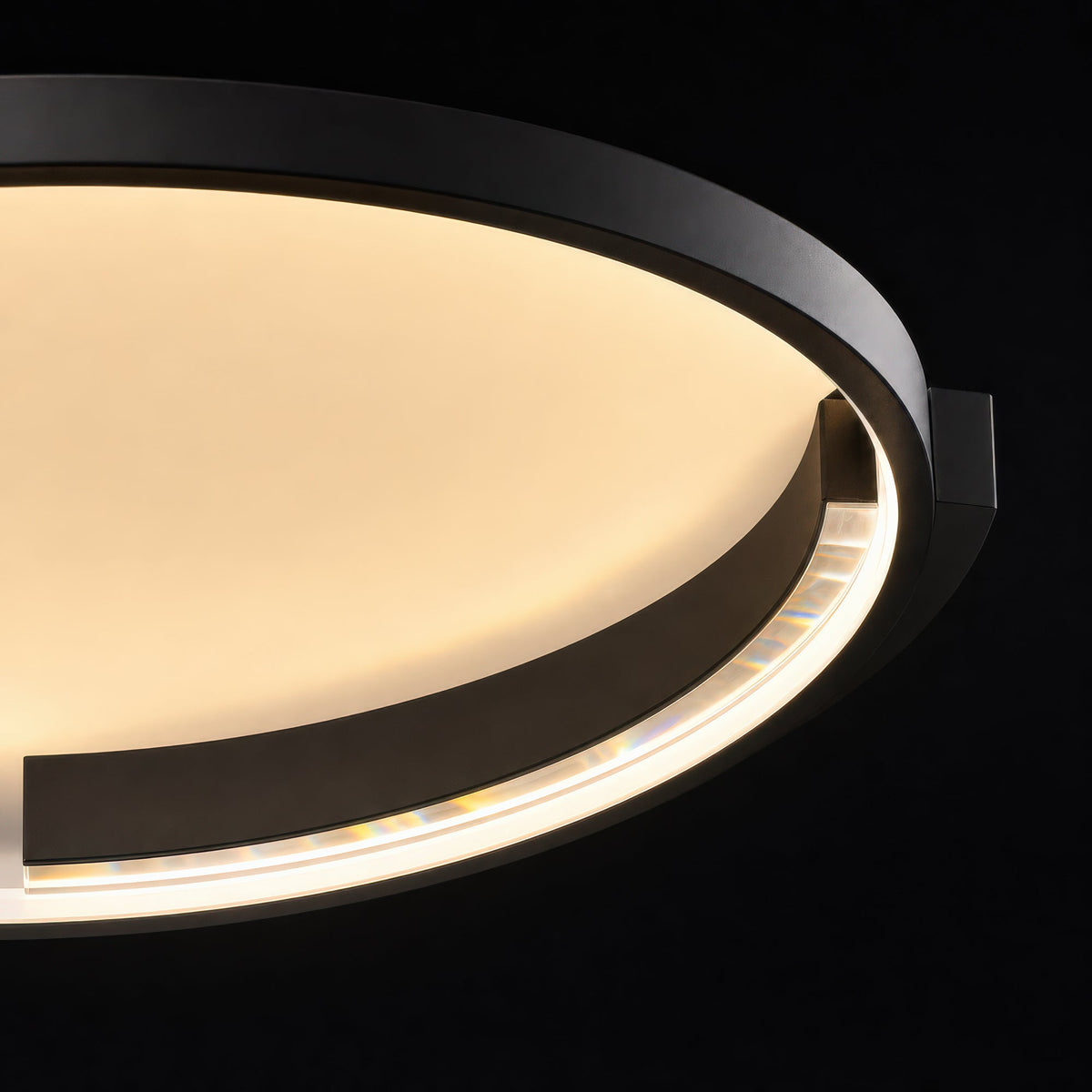 LETIZIA 34W LED Chandelier with Remote Control, Round, Cool/Warm/Neutral Light, Dimmable, Black, imaginea 2