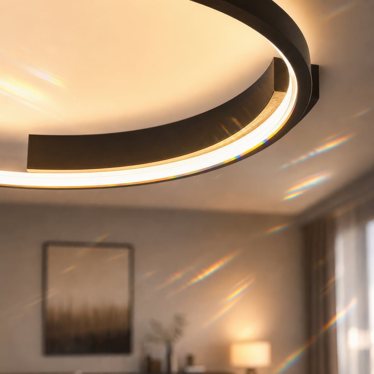 LETIZIA 34W LED Chandelier with Remote Control, Round, Cool/Warm/Neutral Light, Dimmable, Black, imaginea 9