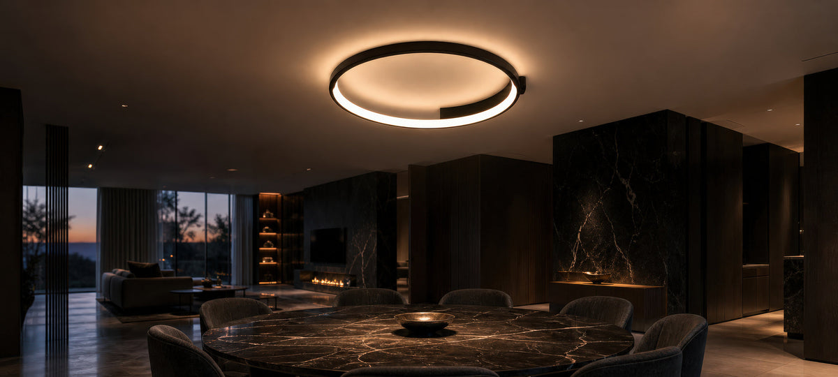 LETIZIA 34W LED Chandelier with Remote Control, Round, Cool/Warm/Neutral Light, Dimmable, Black, imaginea 15