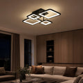 ELLA 67W LED Chandelier with Remote Control, 4 Squares, Cool/Warm/Neutral Light, Dimmable, Black, Metal and Acrylic