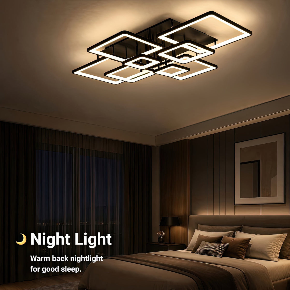 LED luster s diaľkovým ovládačom ELLA 186W, 8 štvorcov, studené/teplé/neuterálne svetlo, stmívateľný, čierny, imaginea 5