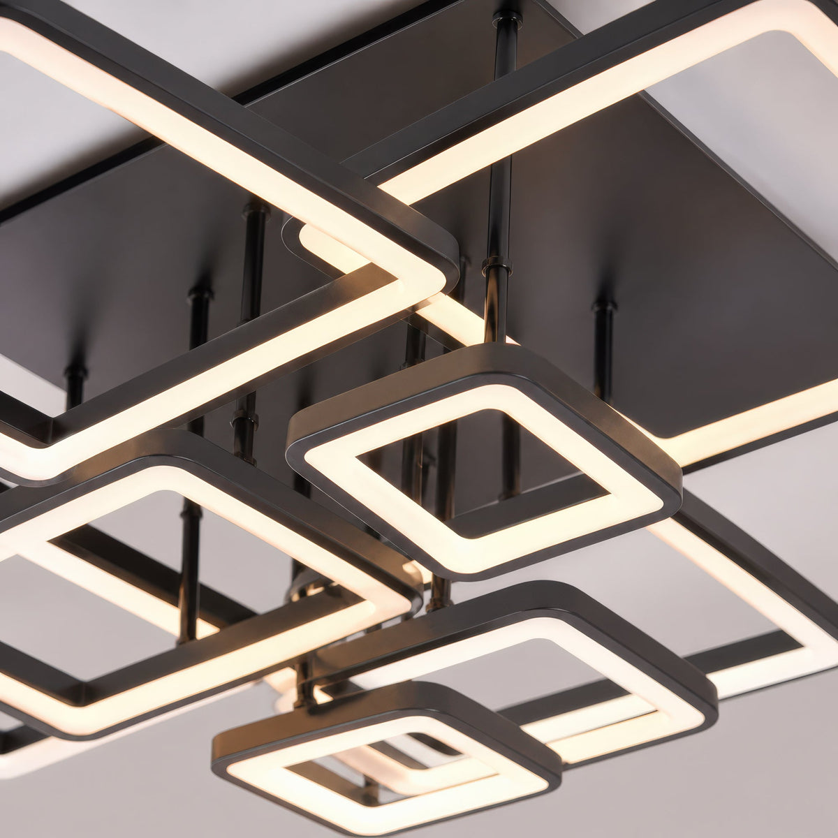 ELLA 186W LED Chandelier with Remote Control, 8 Squares, Cool/Warm/Neutral Light, Dimmable, Black, imaginea 7