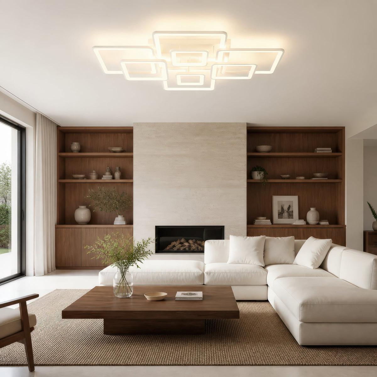 Lustra LED cu telecomanda ELLA 187W, 8 Patrate, lumina Rece/Calda/Neutra, Dimabila, Alb, Metal si Acril, imaginea 10