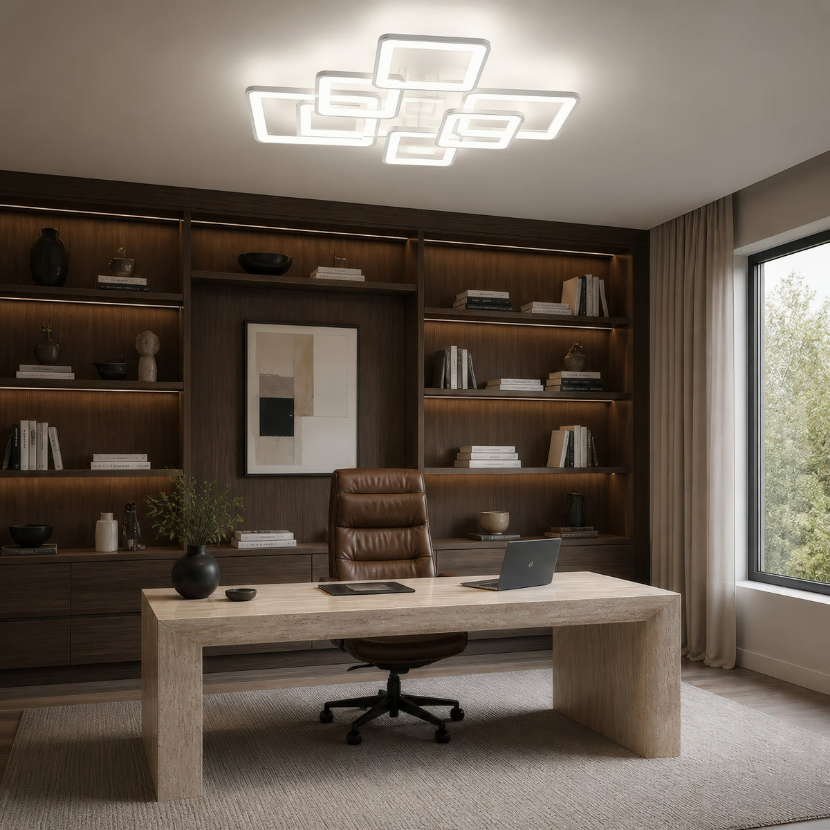 Lustra LED cu telecomanda ELLA 187W, 8 Patrate, lumina Rece/Calda/Neutra, Dimabila, Alb, Metal si Acril, imaginea 13