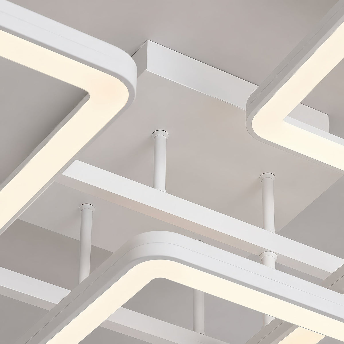 Lustra LED cu telecomanda ELLA 187W, 8 Patrate, lumina Rece/Calda/Neutra, Dimabila, Alb, Metal si Acril, imaginea 2