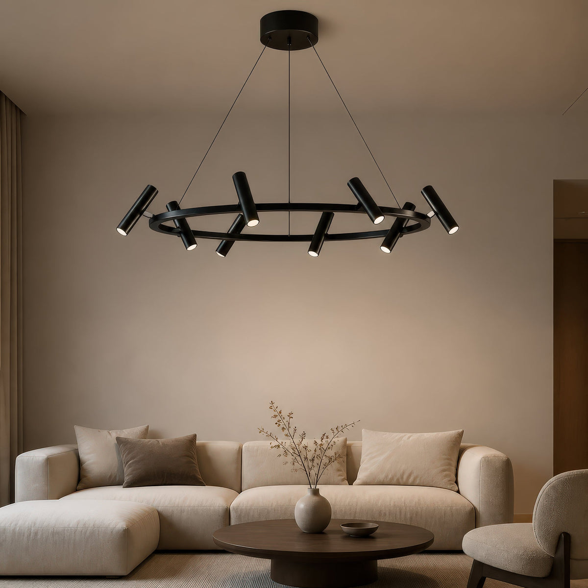 Lustra LED Harman, 29W, 8 Surse, Lumina Neutra, Negru