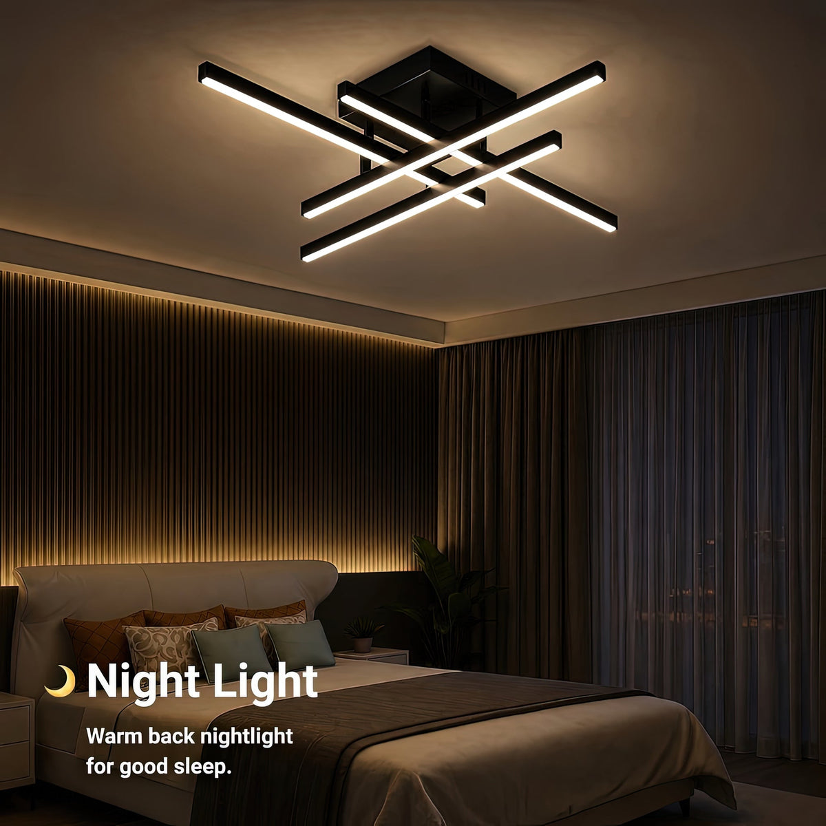 Lustra LED cu Telecomanda LINEX, 52W, 4 Elemente, Liniara, lumina Rece/Calda/Neutra, Dimabila, Negru, imaginea 5