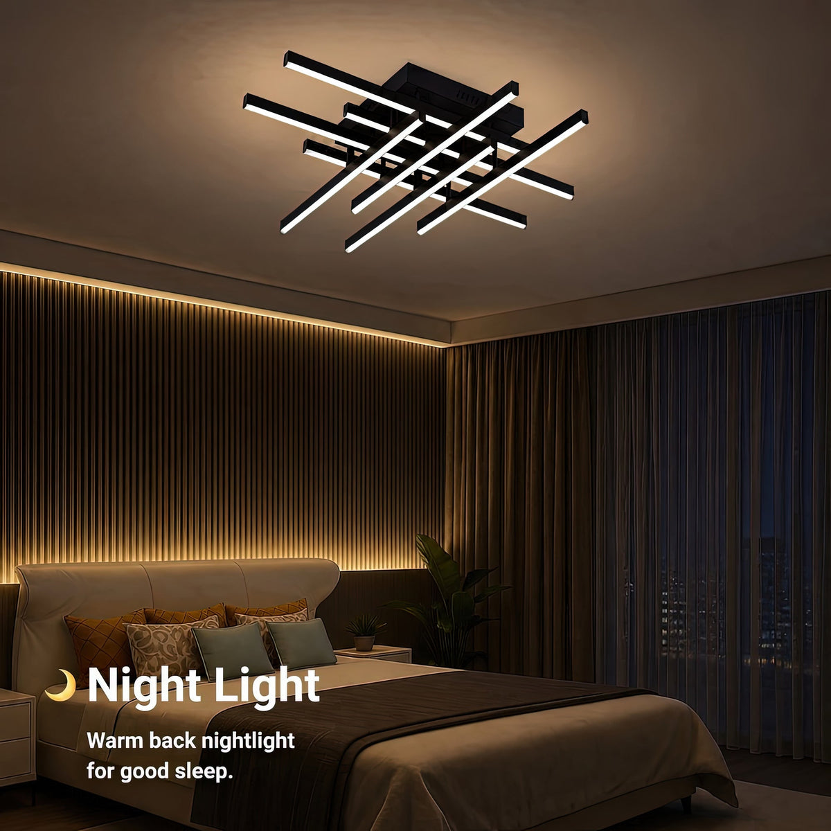 Lustra LED cu Telecomanda LINEX, 108W, 8 elemente, Lumina Rece/Calda/Neutra, Dimabila, Negru, imaginea 6