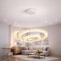Lustra LED cu Telecomanda LT188WH, Cristal si Metal, 40W, Dimabila, Inaltime Reglabila, Lumina Rece/Calda/Neutra, Iluminat Luxos