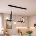 DAMARA 44W LED Pendant Chandelier with Remote Control, Cool/Warm/Neutral Light, Dimmable, Black, Adjustable Height