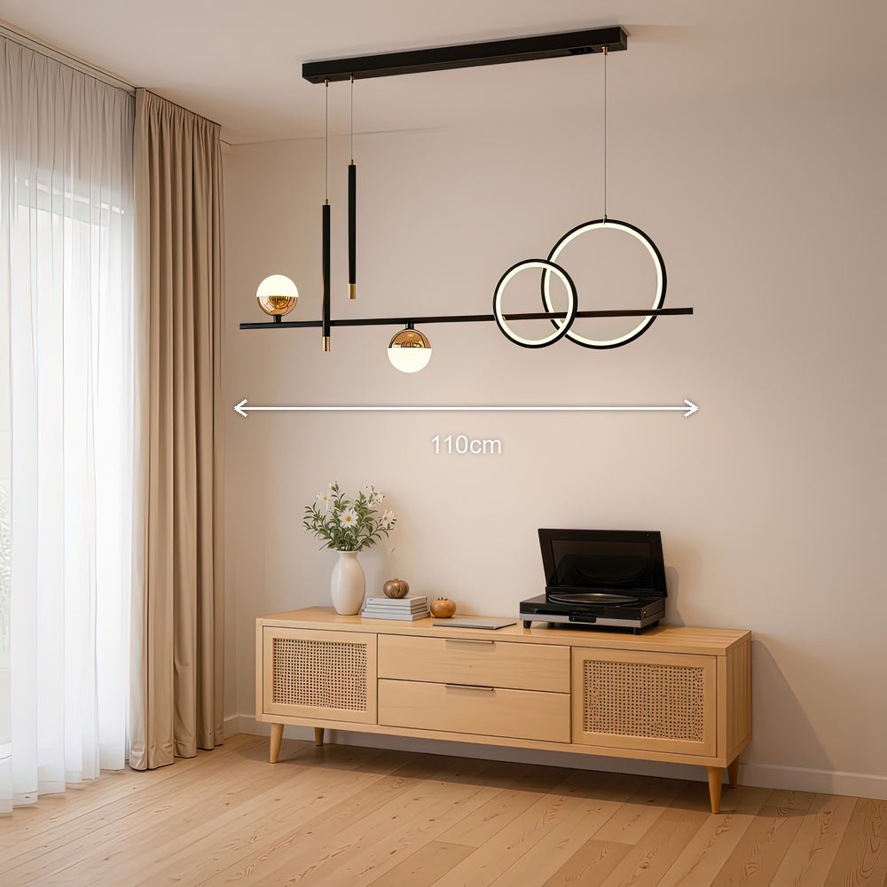 DAMARA 44W LED Pendant Chandelier with Remote Control, Cool/Warm/Neutral Light, Dimmable, Black, Adjustable Height, imaginea 7