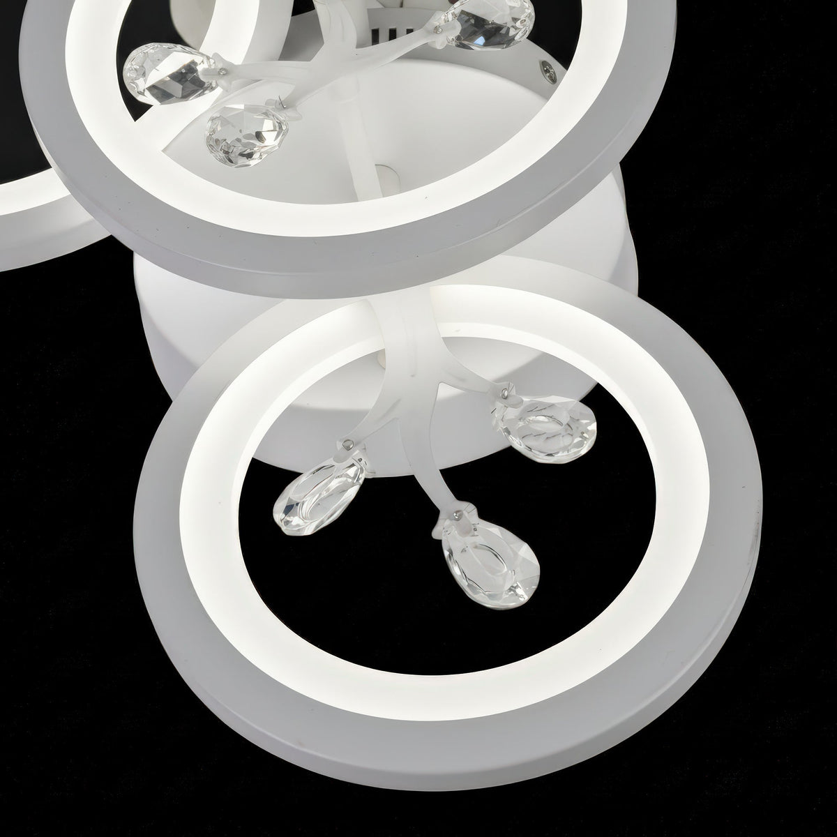 DAISY 53W LED Chandelier with Remote Control and Crystal, 4 Elements, Cool/Warm/Neutral Light, Dimmable, White, imaginea 8