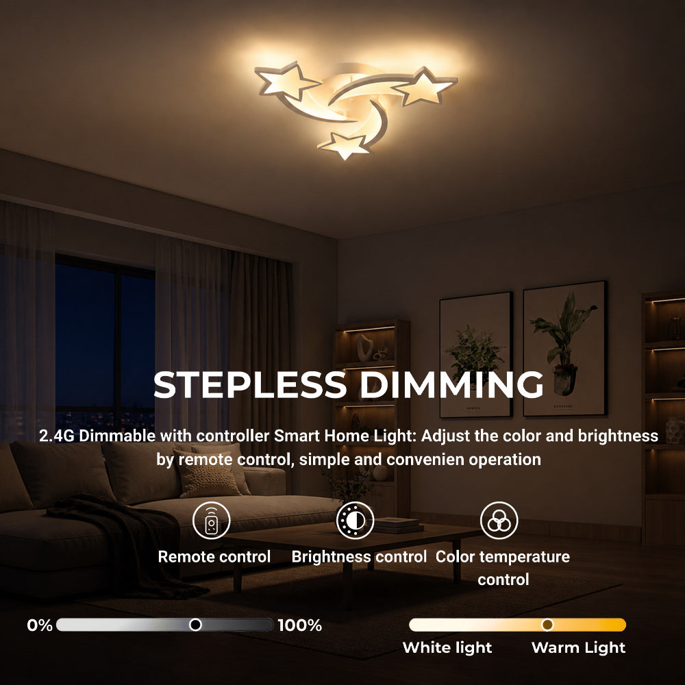 Lustra LED cu telecomanda IPOMOEA 51W, 3 Stele, Lumina Rece/Calda/Neutra, Dimabila, Alb, Metal si Acril, imaginea 4