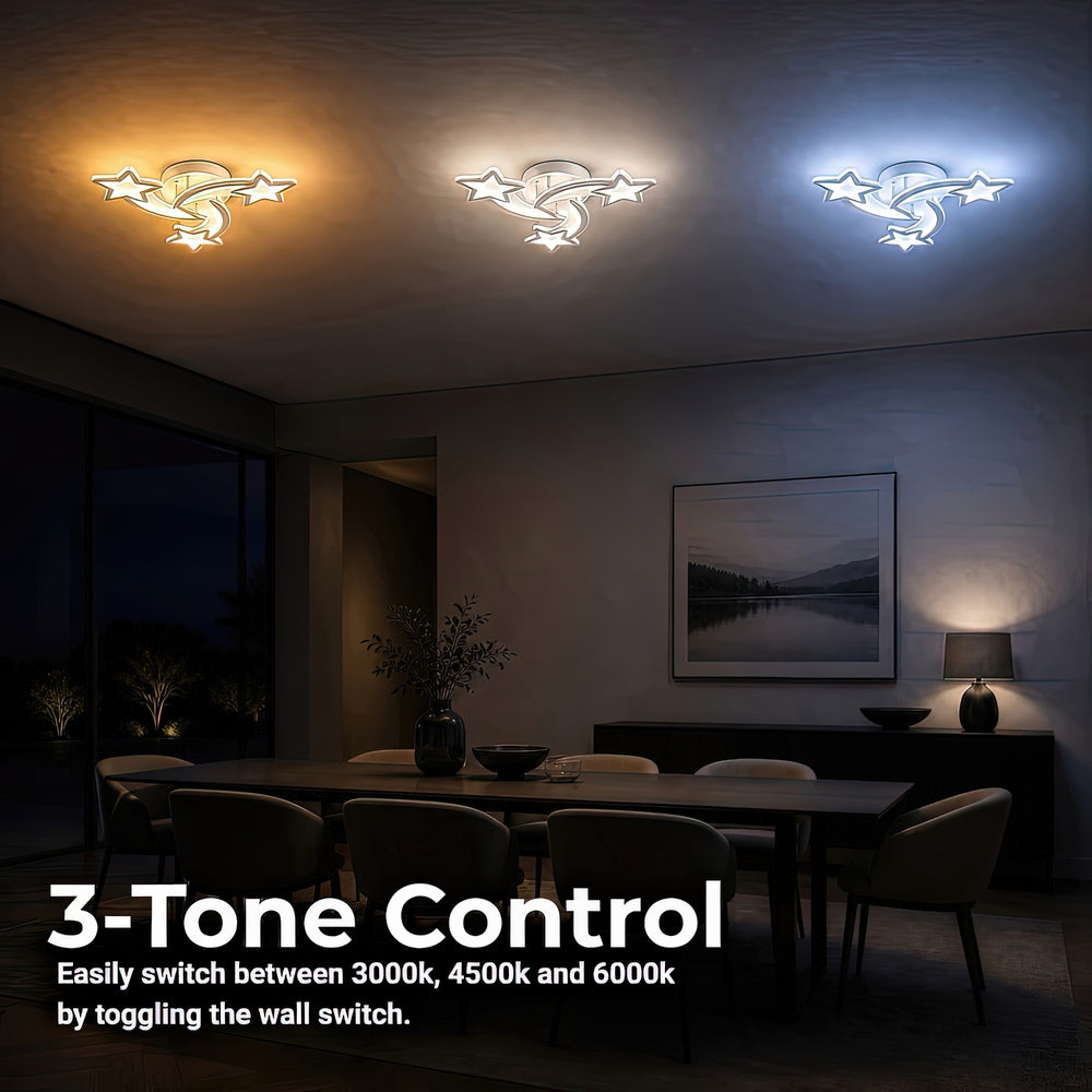 Lustra LED cu telecomanda IPOMOEA 51W, 3 Stele, Lumina Rece/Calda/Neutra, Dimabila, Alb, Metal si Acril, imaginea 5