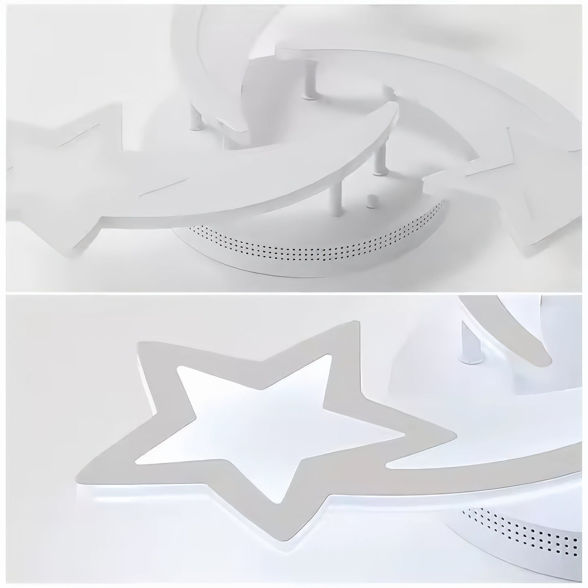 IPOMOEA 51W LED Chandelier with Remote Control, 3 Stars, Cool/Warm/Neutral Light, Dimmable, White, Metal and Acrylic, imaginea 8