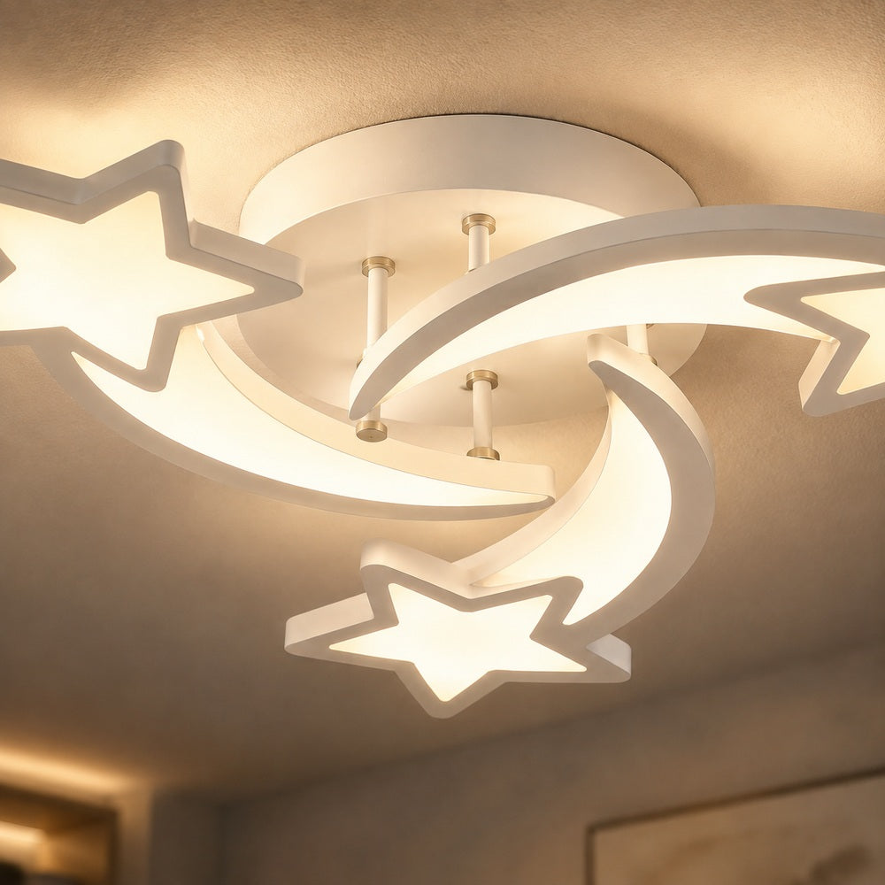 Lustra LED cu telecomanda IPOMOEA 51W, 3 Stele, Lumina Rece/Calda/Neutra, Dimabila, Alb, Metal si Acril, imaginea 2
