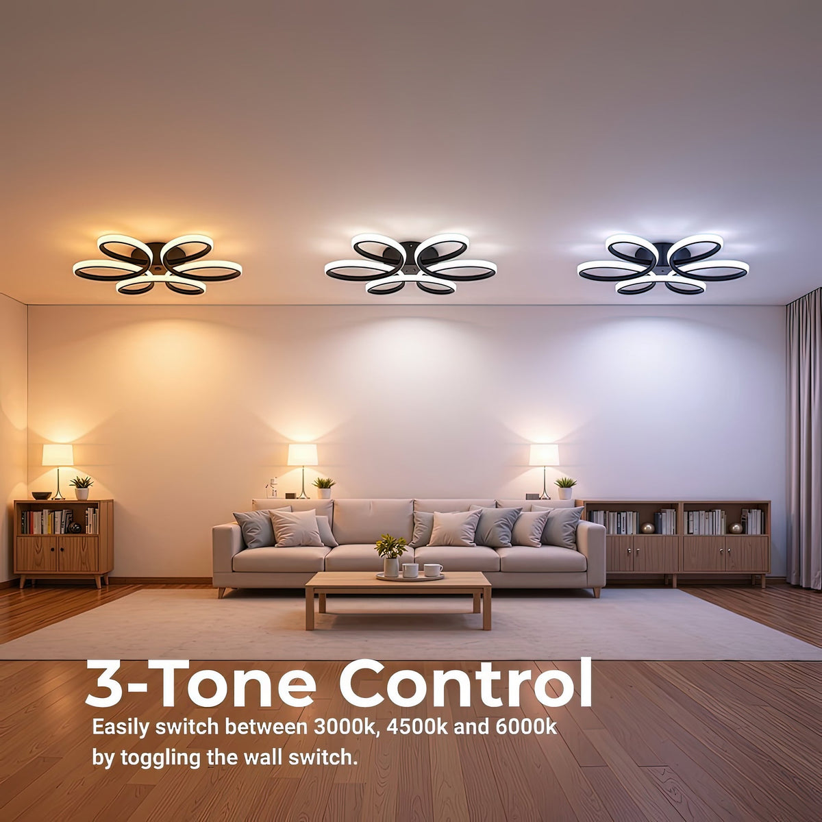 Lustra LED cu telecomanda HELIX 63W, lumina Rece/Calda/Neutra, Dimabila, Negru, imaginea 5