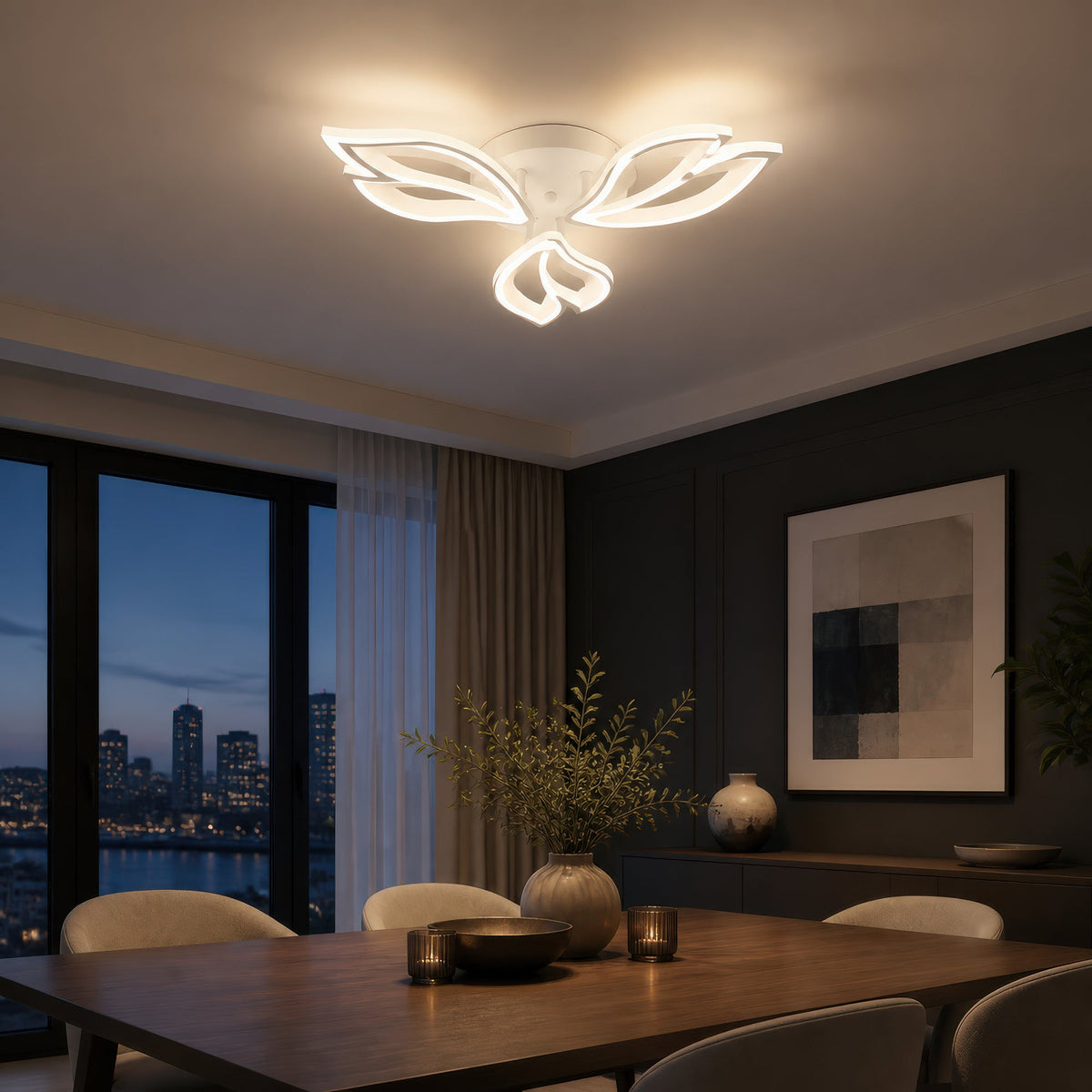 Lustra LED cu telecomanda LILY 40W, 3 Elemente, lumina Rece/Calda/Neutra, Dimabila, Alb, imaginea 11