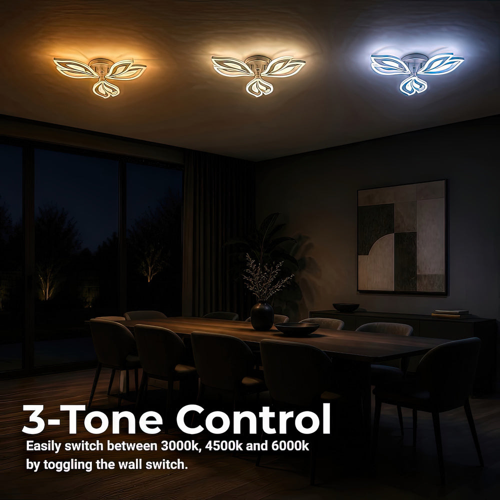 Lustra LED cu telecomanda LILY 40W, 3 Elemente, lumina Rece/Calda/Neutra, Dimabila, Alb, imaginea 5