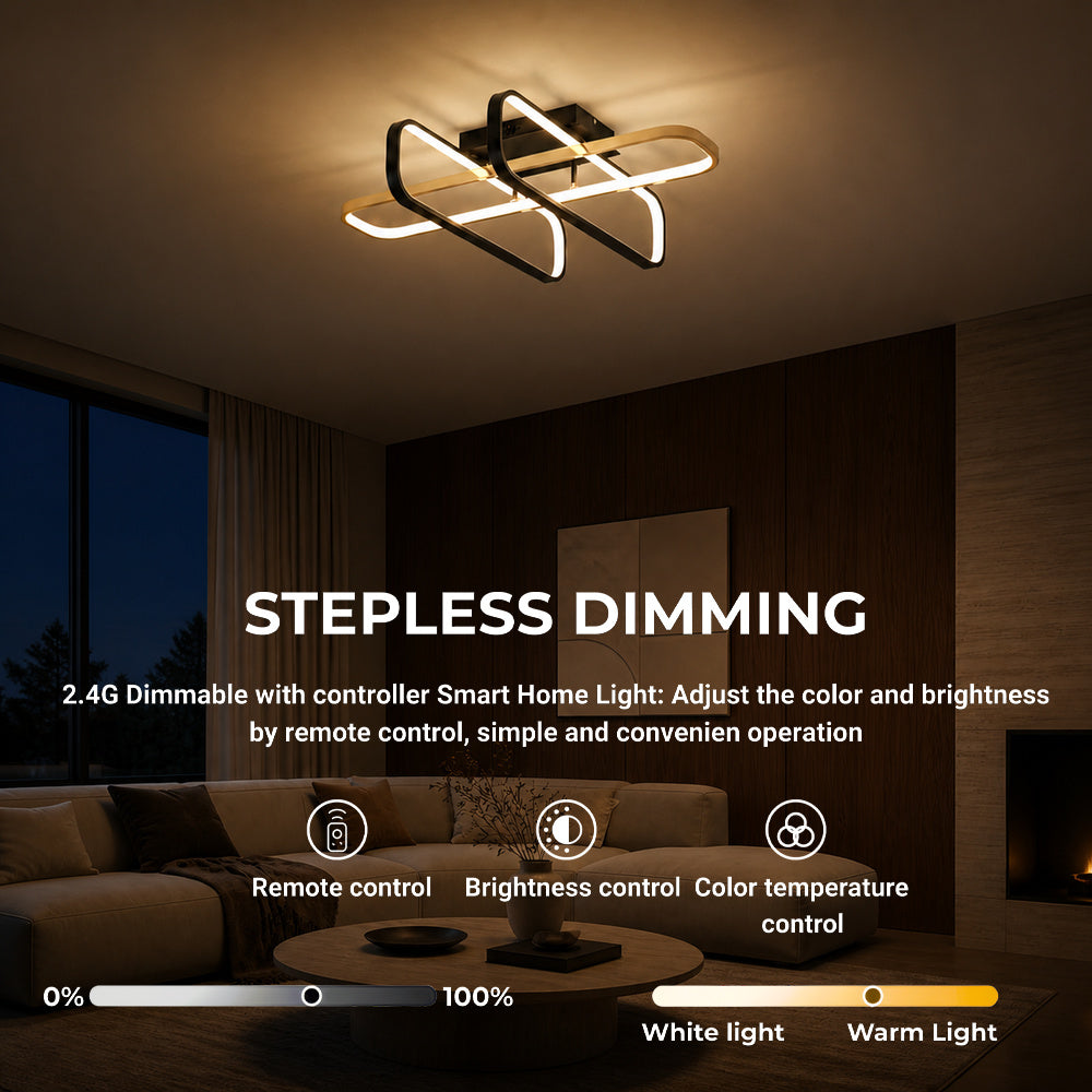 Lustra LED cu telecomanda TRANBERG, 3 surse, 3000K/4000K/6000K, 152W, Metal și Plastic, Negru