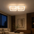 Lustra LED cu telecomanda FELIX 28W, 2 Patrate, lumina Rece/Calda/Neutra, Dimabila, Alb