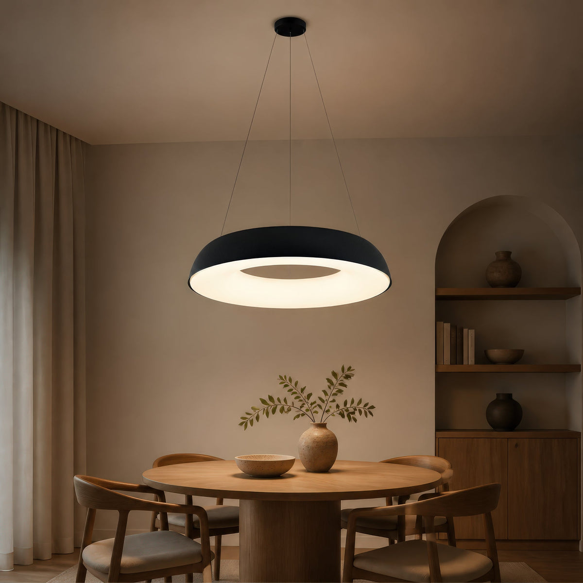 Lustra LED suspendata cu Telecomanda CHIARA, 73W, Lumina Rece/Calda/Neutra, Dimabila, Negru