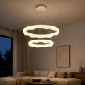 Lustra LED, suspendata cu Telecomanda, AMADEO, 89W, Lumina Rece/Calda/Neutra, Dimabila, Inaltime Reglabila, Alb