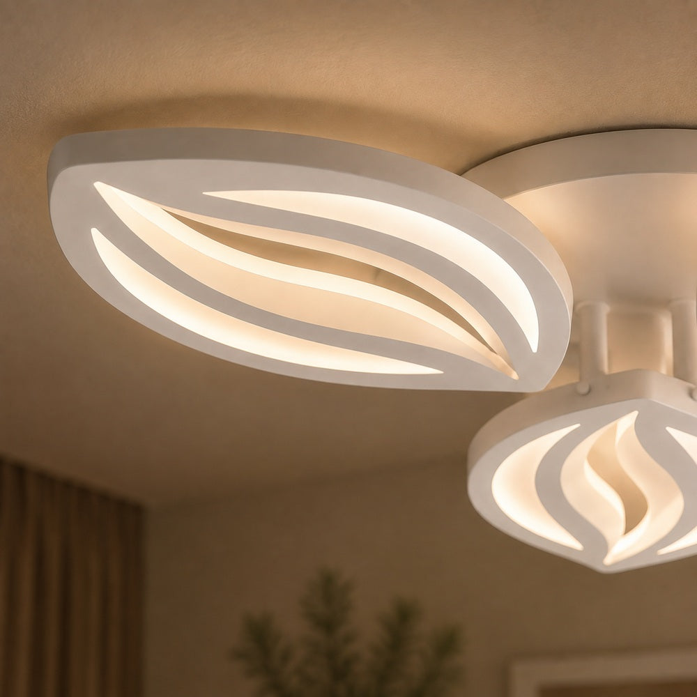 LED luster s diaľkovým ovládačom ORCHID 66 W, 5 lístkov, studené/teplé/neuterálne svetlo, stmívateľný, biela farba, kov a akryl, imaginea 2