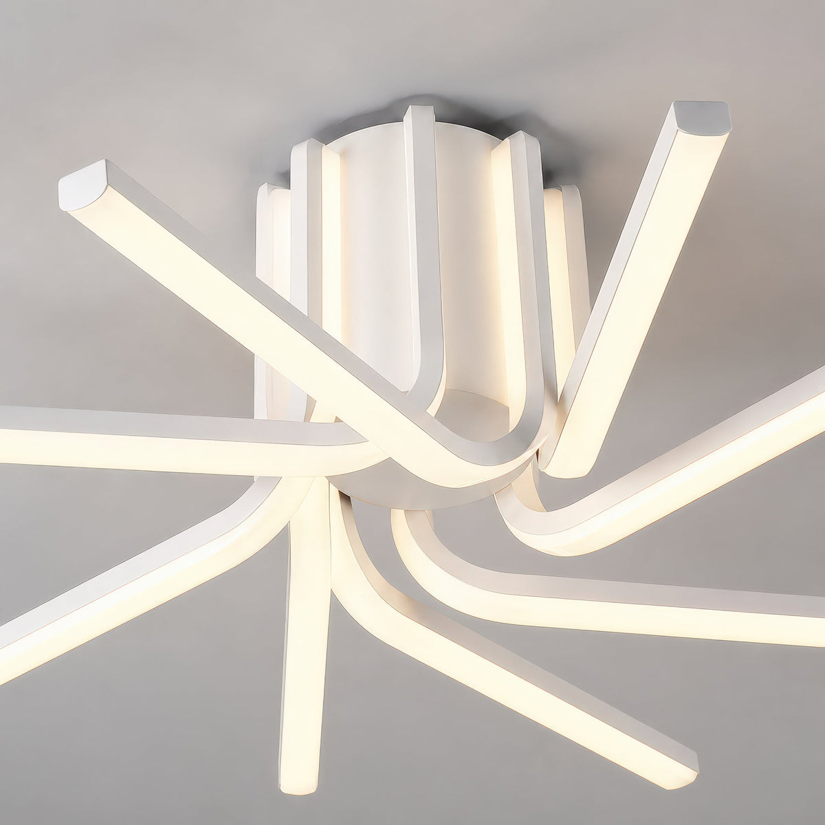 Lustra LED cu telecomanda IBANE, 8 surse, 3000K/4000K/6000K, 128W, Metal și Silicon, Alb