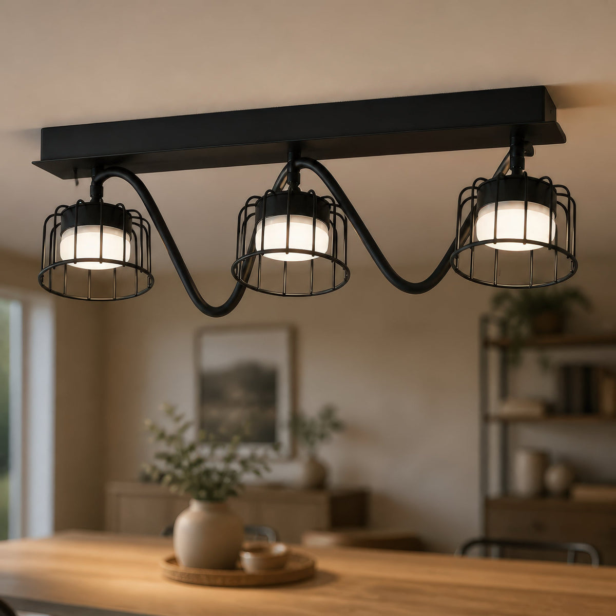 Lustra EPS, 3xGX53, 61x15cm, Metal și Plastic, Negru