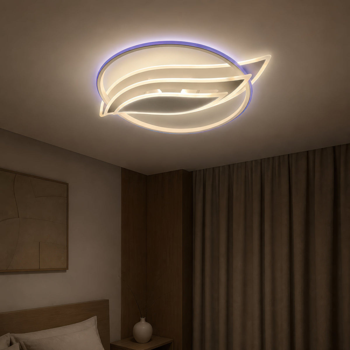 Lustra LED cu telecomanda JARRIA 52W, lumina Rece/Calda/Neutra/RGB, Dimabila, Alb