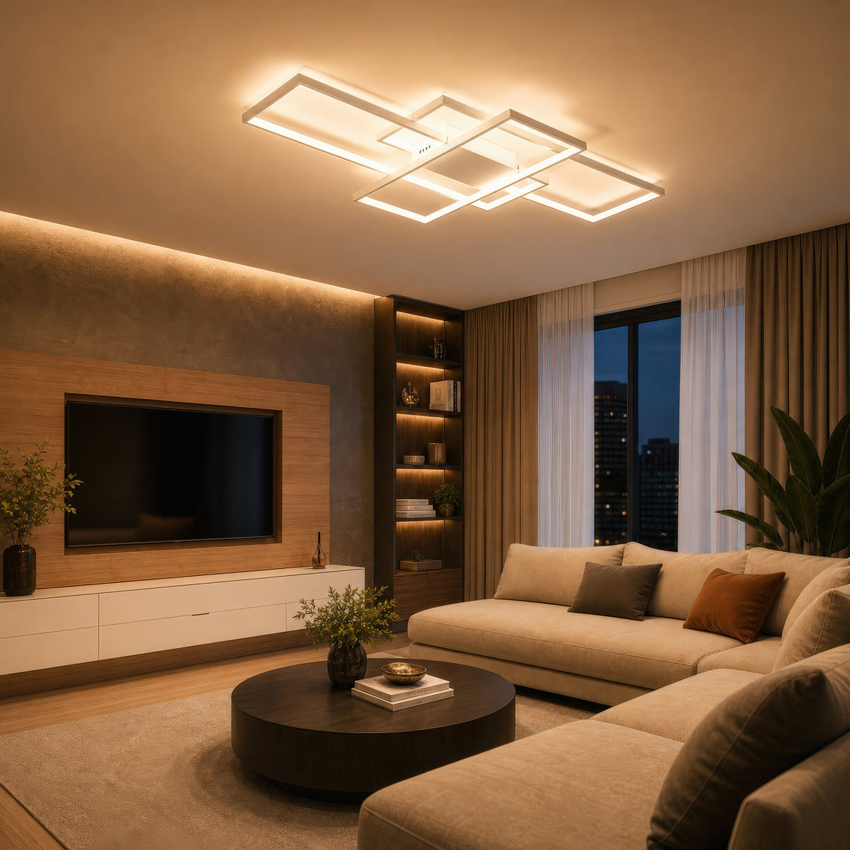 LED luster s diaľkovým ovládačom LANDYN 78W, studené/Teplé/Neutrálne svetlo, Stmívateľný, Biela, imaginea 9