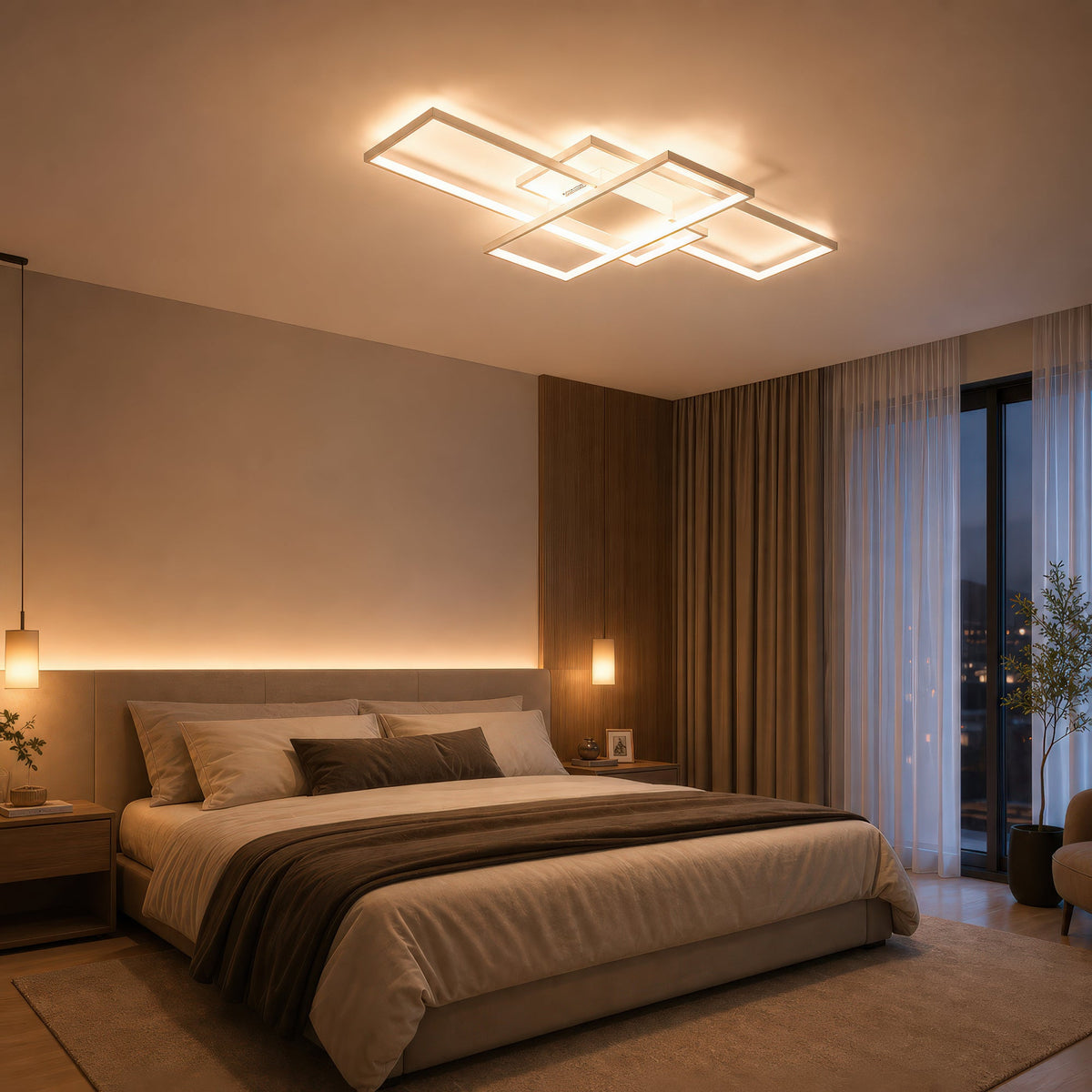 LED luster s diaľkovým ovládačom LANDYN 78W, studené/Teplé/Neutrálne svetlo, Stmívateľný, Biela, imaginea 10