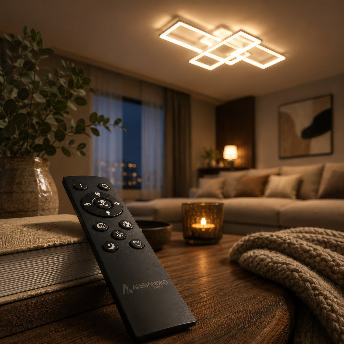LED luster s diaľkovým ovládačom LANDYN 78W, studené/Teplé/Neutrálne svetlo, Stmívateľný, Biela, imaginea 3