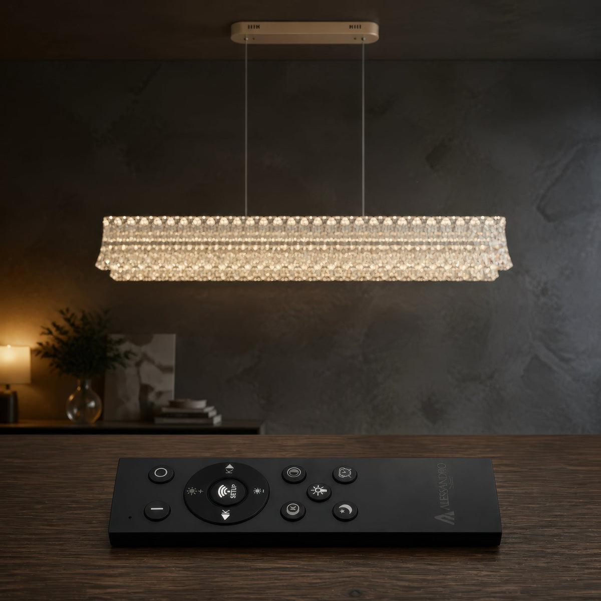 Lustra LED cu Telecomanda, Suspendata TAMY 160W, Liniara, lumina Rece/Calda/Neutra, Auriu, Inaltime Reglabila