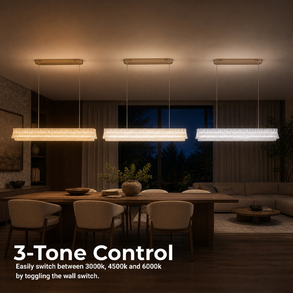 Lustra LED cu Telecomanda, Suspendata TAMY 160W, Liniara, lumina Rece/Calda/Neutra, Auriu, Inaltime Reglabila