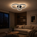 RIGA LILITH LED Chandelier with Remote Control, 68W, 3 Rings, Cool/Warm/Neutral Light, Dimmable, Black