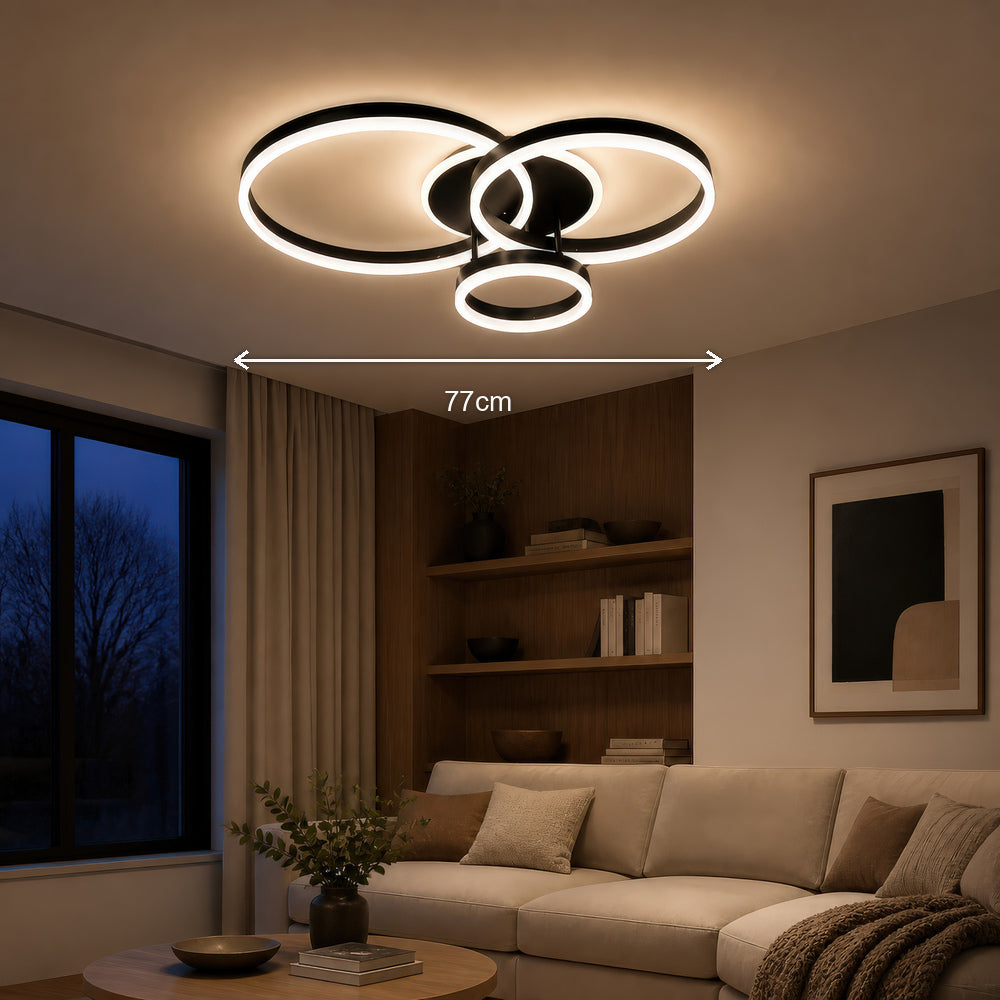 LED luster s diaľkovým ovládačom RIGA LILITH, 68 W, 3 kruhy, studené/teplé/neuterálne svetlo, stmívateľný, čierny, imaginea 4
