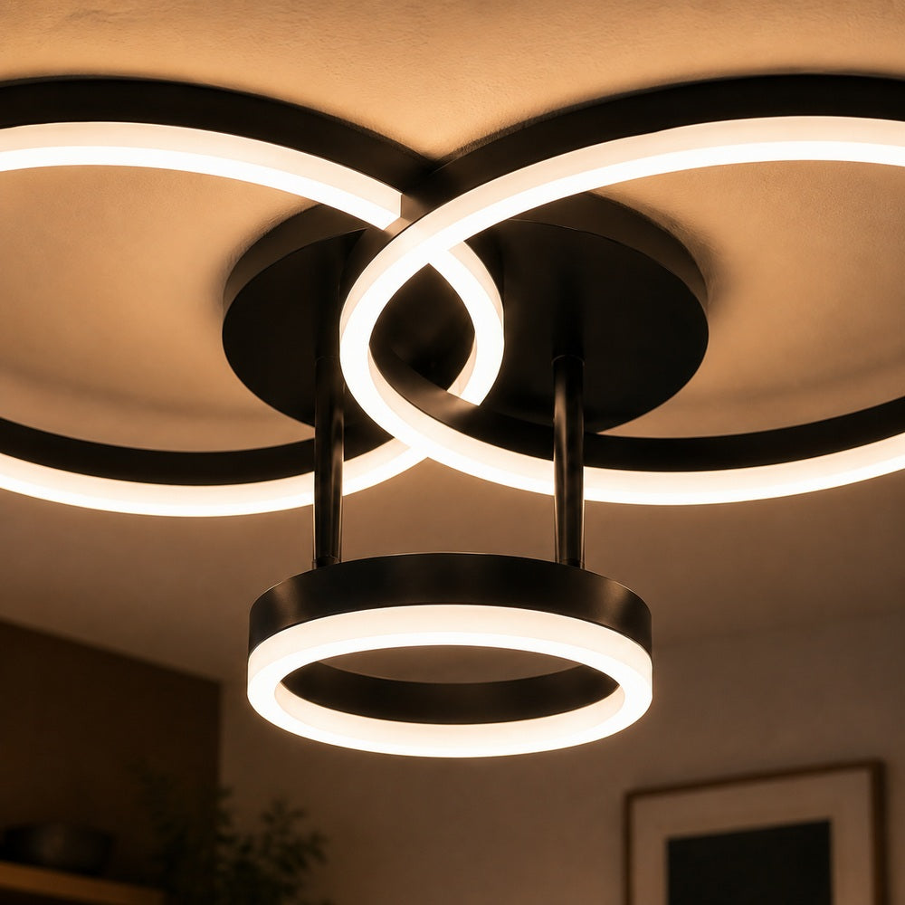 LED luster s diaľkovým ovládačom RIGA LILITH, 68 W, 3 kruhy, studené/teplé/neuterálne svetlo, stmívateľný, čierny, imaginea 5