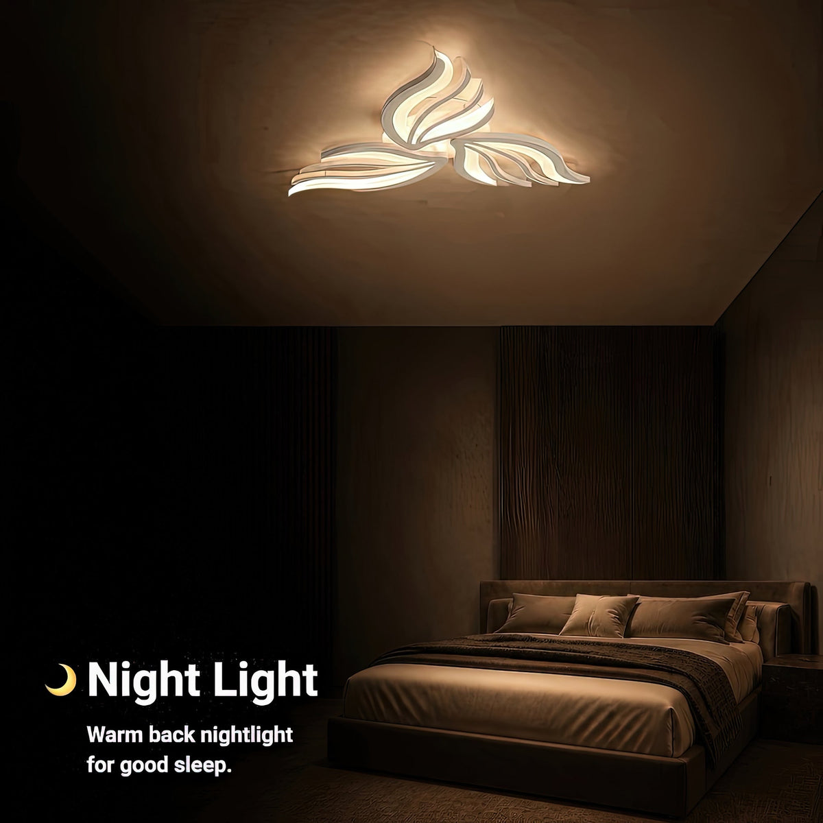 SAKURA 38W LED Chandelier with Remote Control, 3 Petals, Cool/Warm/Neutral Light, Dimmable, White, Metal and Acrylic, imaginea 6