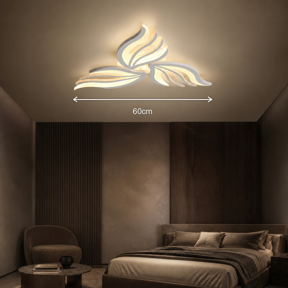 SAKURA 38W LED Chandelier with Remote Control, 3 Petals, Cool/Warm/Neutral Light, Dimmable, White, Metal and Acrylic, imaginea 7